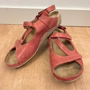 Wolky Red Leather Strap Velcro Women’s Sandals Size 37 / 6